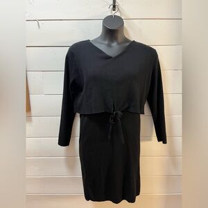 ROSE MATERNITÉ Black Ribbed Tie Front Dress – Size XL